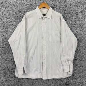 Gitman Bros Dress Shirt Mens 2XL White Pastel Stripe Long Sleeve Made In USA XXL